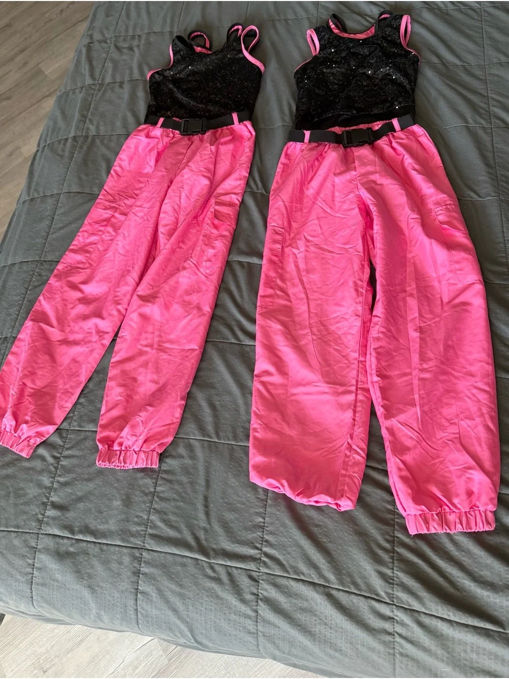 Black and Pink Sequin Dance Leotard for Kids